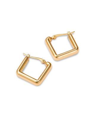 Polished Square Small Hoop Earrings in 14K Yellow Gold 