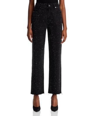 Baylor Embellished High Rise Ankle Jeans in Washed Black