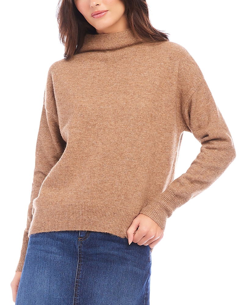 Karen Kane Plus Size Mock Neck Sweater In Walnut In Walnut