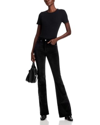 Beverly High Rise Velveteen Skinny Flare Jeans in Black 