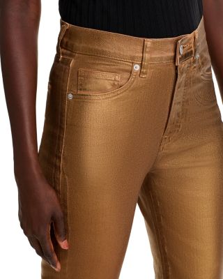 Carson High Rise Coated Ankle Flare Jeans in Antique Brass