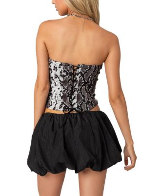 Snakeskin Strapless Mesh Corset