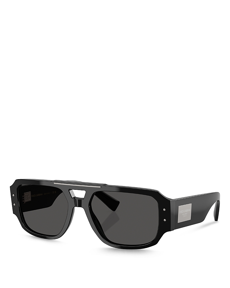 Dolce & Gabbana Logo Plaque Aviator Sunglasses, 57mm In Black