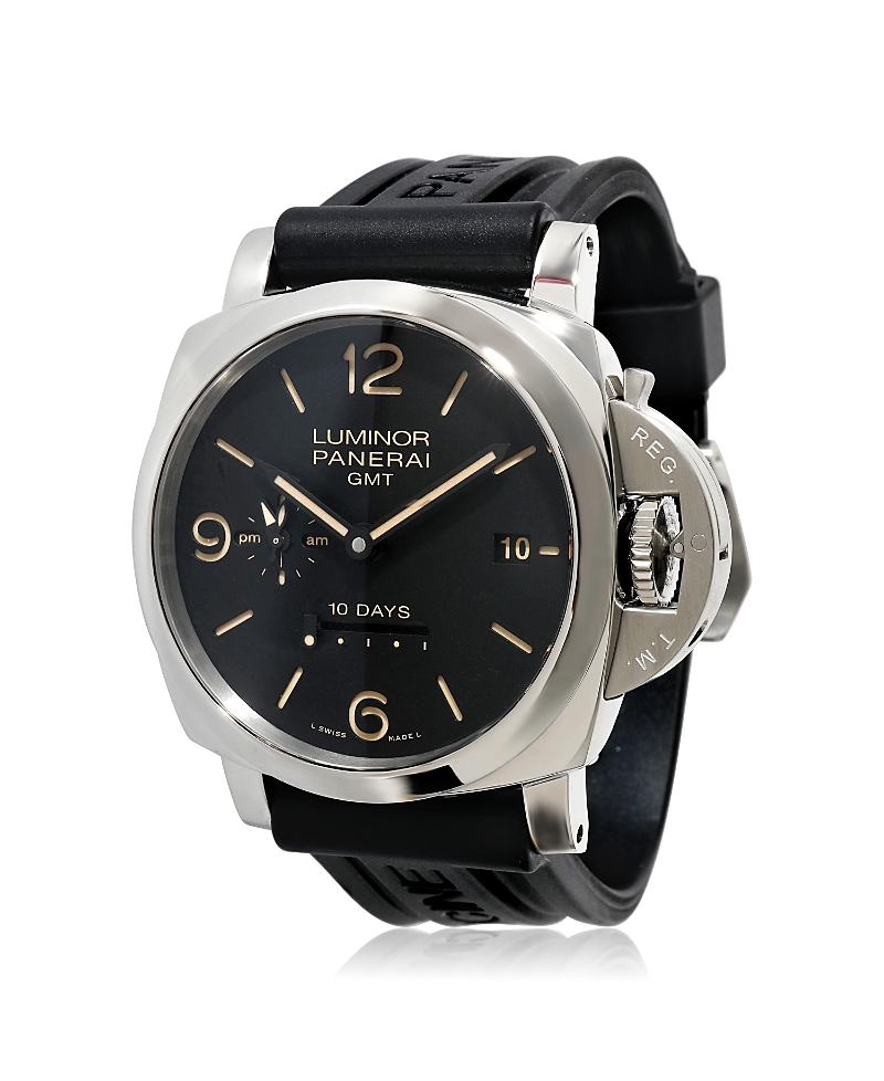 Pre-owned Pre-owned Panerai Panerai Stainless Steel Luminor 1950 Watch Gmt Pam00533 51.10 Mm In Black