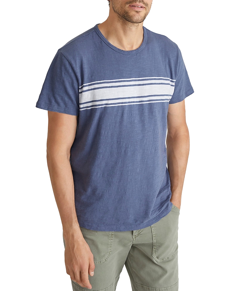 MARINE LAYER COTTON TEXTURED CHEST STRIPE TEE