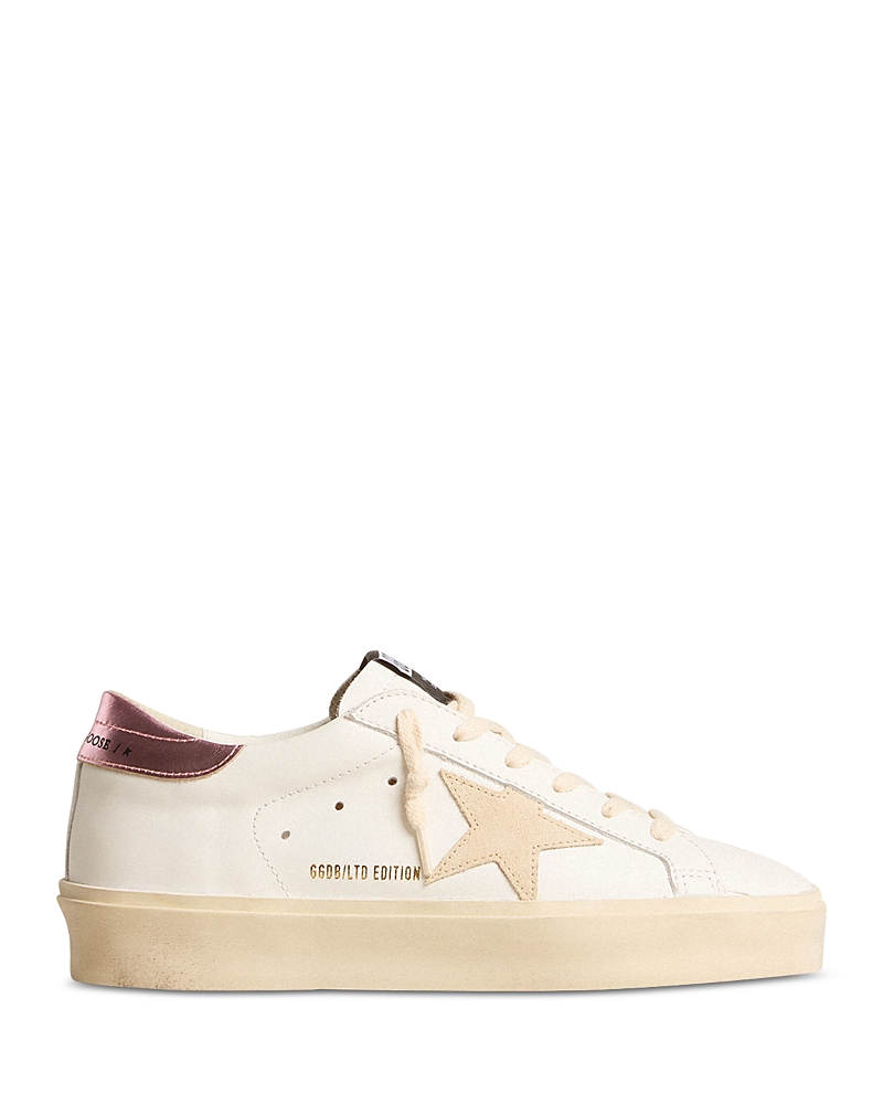 Golden Goose Women's Hi Star Almond Toe Star Patch Platform Sneakers In Optic White/seedpearl/antique Pink