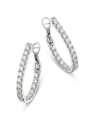 Bloomingdale's Fine Collection Diamond Inside Out Oval Hoop Earrings in 14K White Gold, 2.25 ct. t. w.