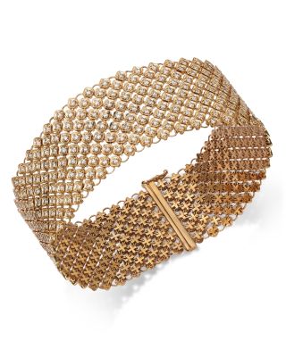 Bloomingdale's Fine Collection - Diamond Pav&eacute; Wide Link Bracelet in 14K Yellow Gold, 7.00 tcw