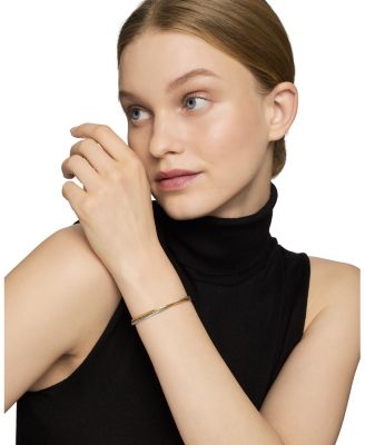 Crossover Bracelet in Sterling Silver with 18K Yellow Gold, 3mm