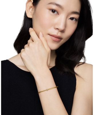 18K Yellow Gold Cable Classics Pav&eacute; Center Station Bracelet