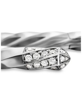 Cable Edge Bracelet in Recycled Sterling Silver with Pav&eacute; Diamonds 