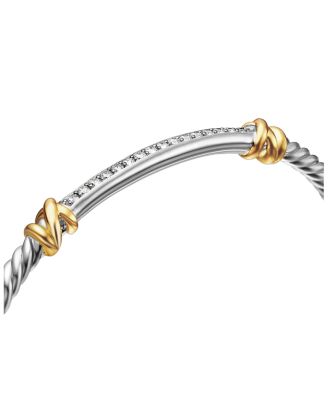 Sterling Silver Petite Helena Two Station Wrap Bracelet in 18K Yellow Gold with Diamonds