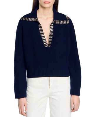 Sandro - Orso Rhinestone Embellished Sweater