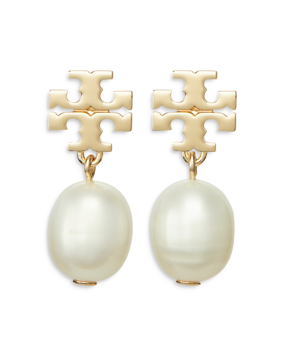 Tory Burch Kira Cultured Pearl Drop Earrings in Ivory/Gold