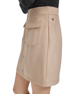 Faux Suede Cargo Mini Skirt