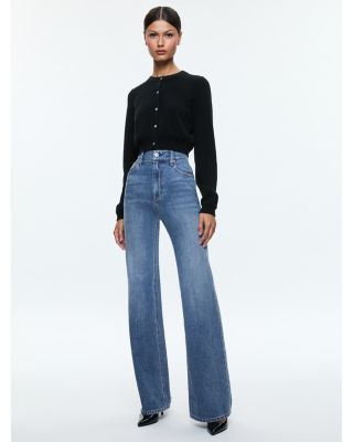 Alice and Olivia Weezy High Rise Wide Leg Jeans in Avery Blue