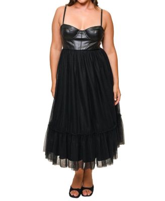 Hutch Plus Size Essex Faux Leather & Tulle Dress