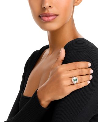 Emerald & Diamond Ring in 14K White & Yellow Gold