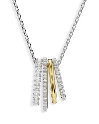 Swarovski - Hyperbola Crystal Multi Ring Pendant Necklace in Gold Tone & Rhodium Plated, 14.87"-16.87"
