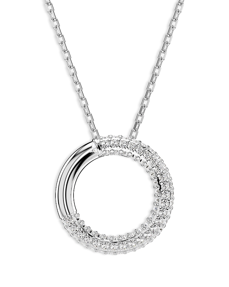 Swarovski Dextera Pendant Round Rhodium Shiny Crystal In Metallic