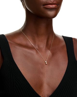 Diamond Round & Emerald Cut Pendant Necklace in 14K Yellow Gold, 0.33 tcw