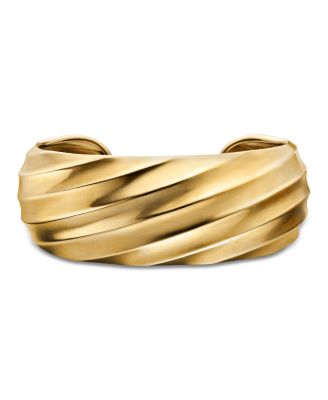 Cable Edge Cuff Bracelet in 18K Yellow Gold, 24mm