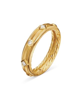 18K Yellow Gold Modern Renaissance Ring with Diamonds