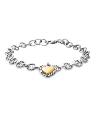 David Yurman - Cable Collectibles&reg; Cookie Classic Heart Bracelet in Sterling Silver with 18K Yellow Gold, 4.5mm