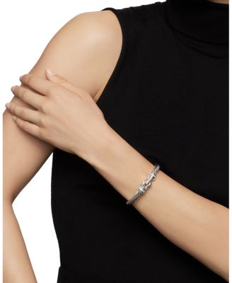 Buckle Classic Cable Bracelet in Sterling Silver with Hampton Blue Topaz and Diamonds, 7mm