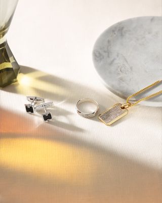 Men&#39;s Diamond Dog Tag Pendant Necklace in 14K Yellow Gold, 0.50 tcw 