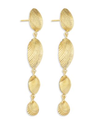 18K Yellow Gold Shell Drop Earrings
