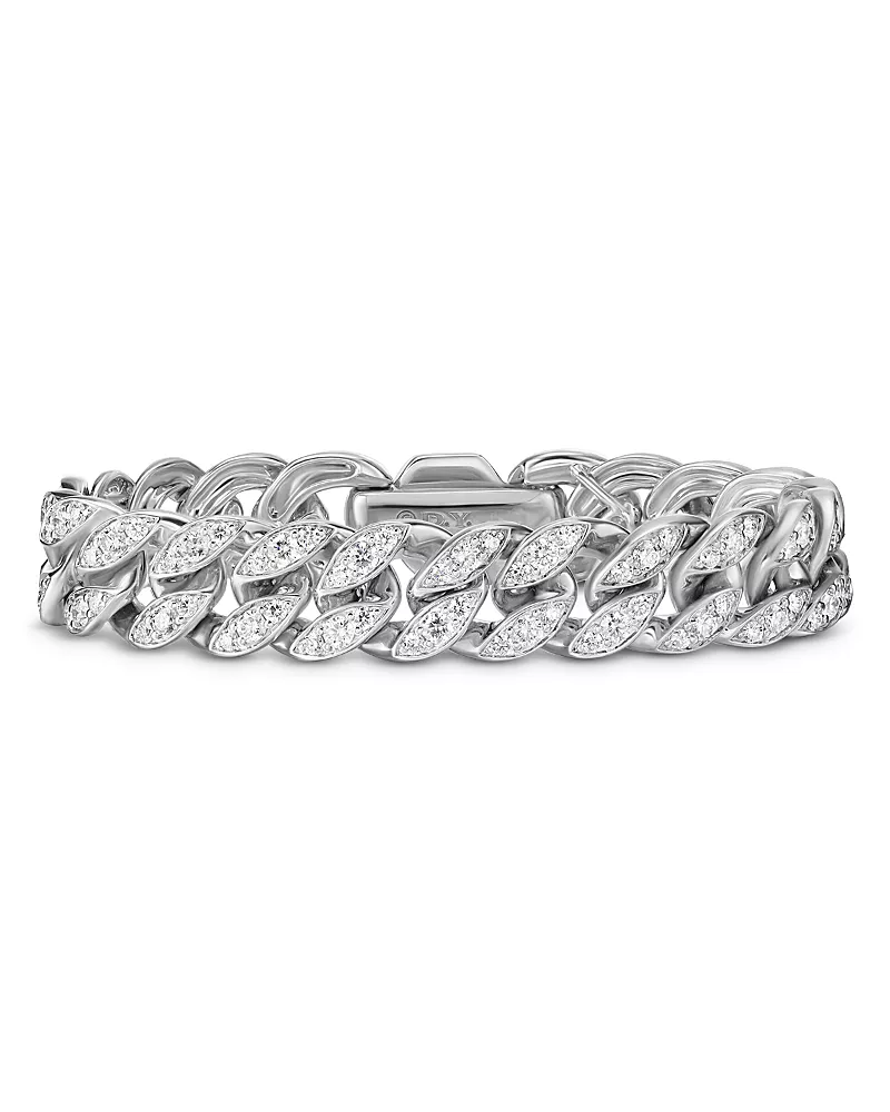 David Yurman Curb Chain Bracelet in Sterling Silver with Diamonds