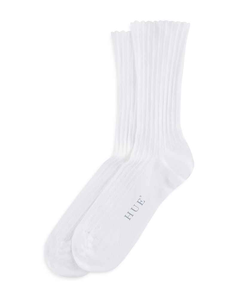 Hue Scalloped Pointelle Socks In White