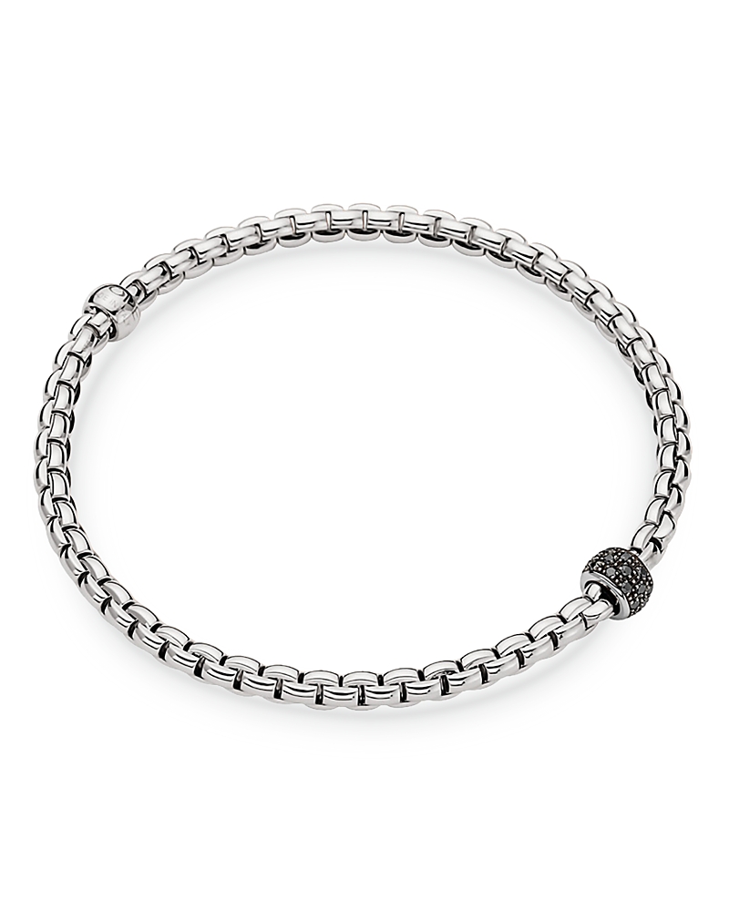 Fope 18k White Gold Eka Black Diamond Rondelle Box Link Flex Bracelet In White Gold