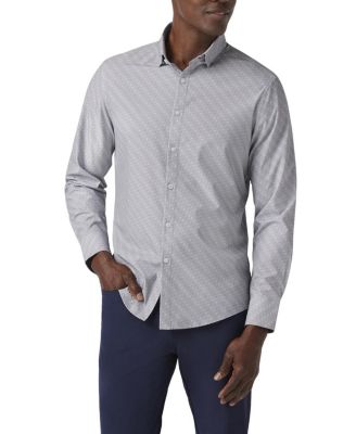 Leeward No Tuck Long Sleeve Dress Shirt Silver-Tone Dotted Diamond