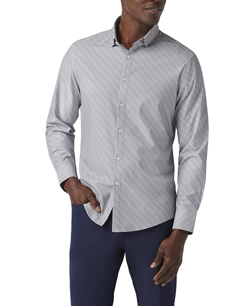 Mizzen+Main Leeward No Tuck Long Sleeve Dress Shirt Silver-Tone Dotted Diamond