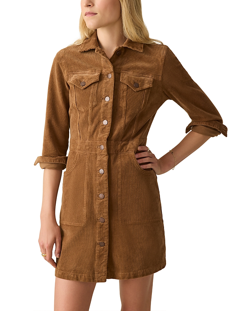 Faherty Softstretch Cord Michelle Dress In Cord Brown