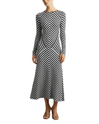 REISS - Kali Stripe Knit Midi Dress