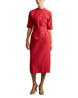 REISS Naya Short Sleeve Tailoring Midi Dress | Bloomingdale's Women