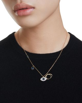 Symbolica Crystal Evil Eye Pendant Necklace in Gold Tone, 14.87"-16.87"