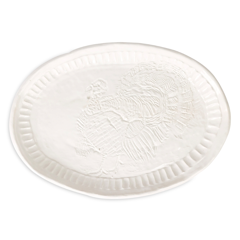 Vietri Pietra Tacchino Large Oval Platter In White