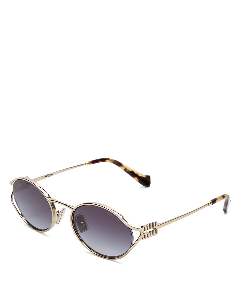 Miu Miu Oval Metal Sunglasses In Pale Gold