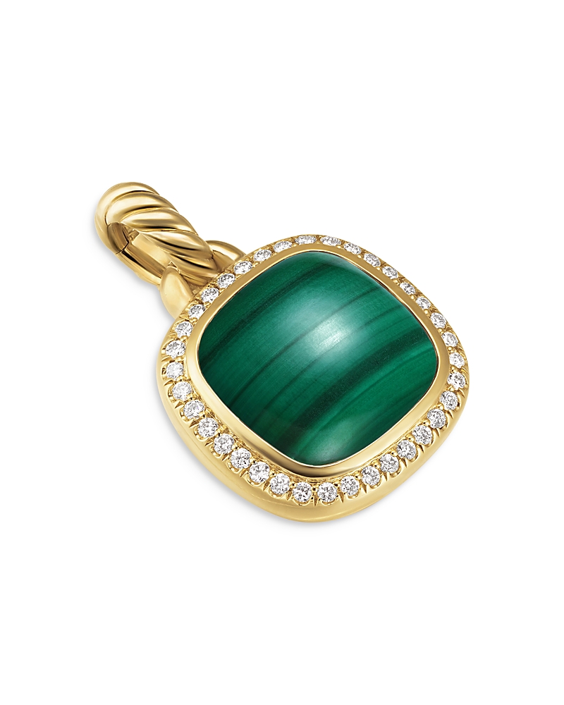 David Yurman Albion Pendant in 18K Yellow Gold with Malachite and Diamonds, 11mm