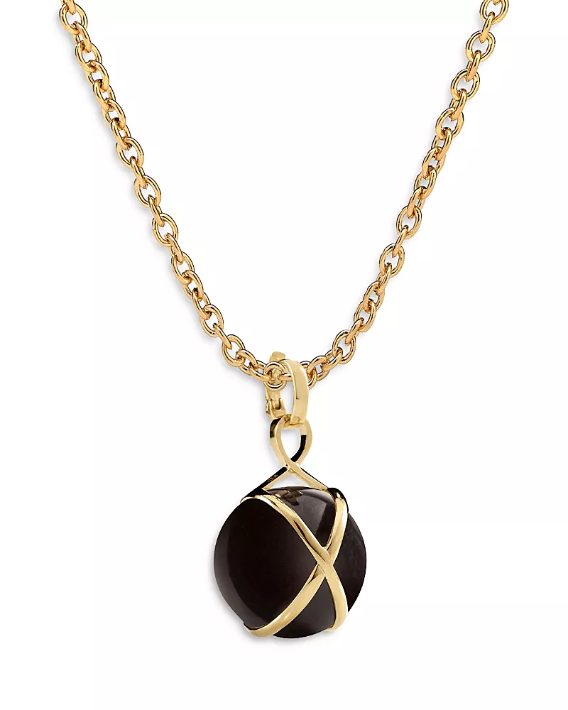 L. Klein 18K Yellow Gold Prisma Black Agate Large Pendant Necklace, 16