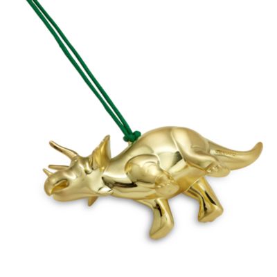 Christmas Triceratops Gold Tone Ornament