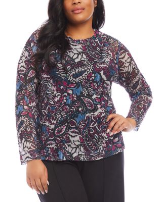 Karen Kane Plus Paisley Long Sleeve Top