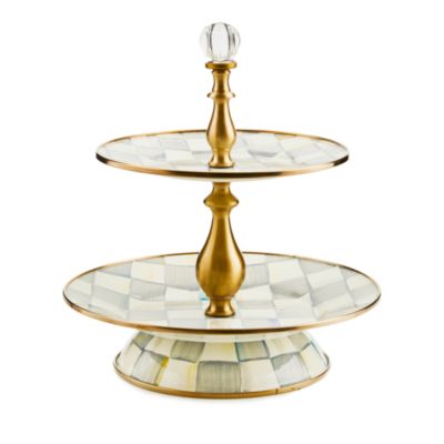 Sterling Check Two Tier Sweet Stand