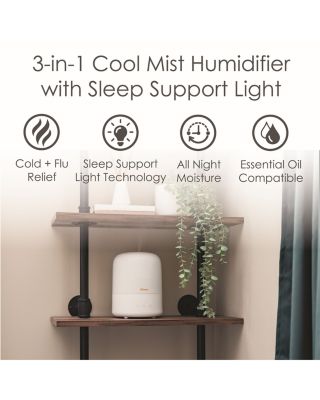 3 in 1 Compact Humidifier - 0.5 Gallon with Sleep Support Light & Aroma Diffuser