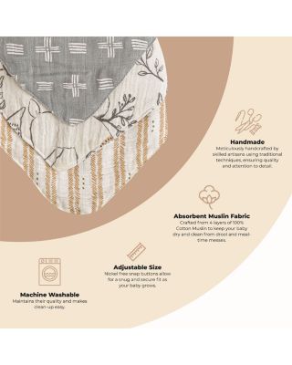 Ezra Woodland Muslin Bib Set, 3 Pack - Ages 0-36 Months