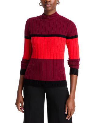 T Tahari Mock Neck Color Blocked Sweater
